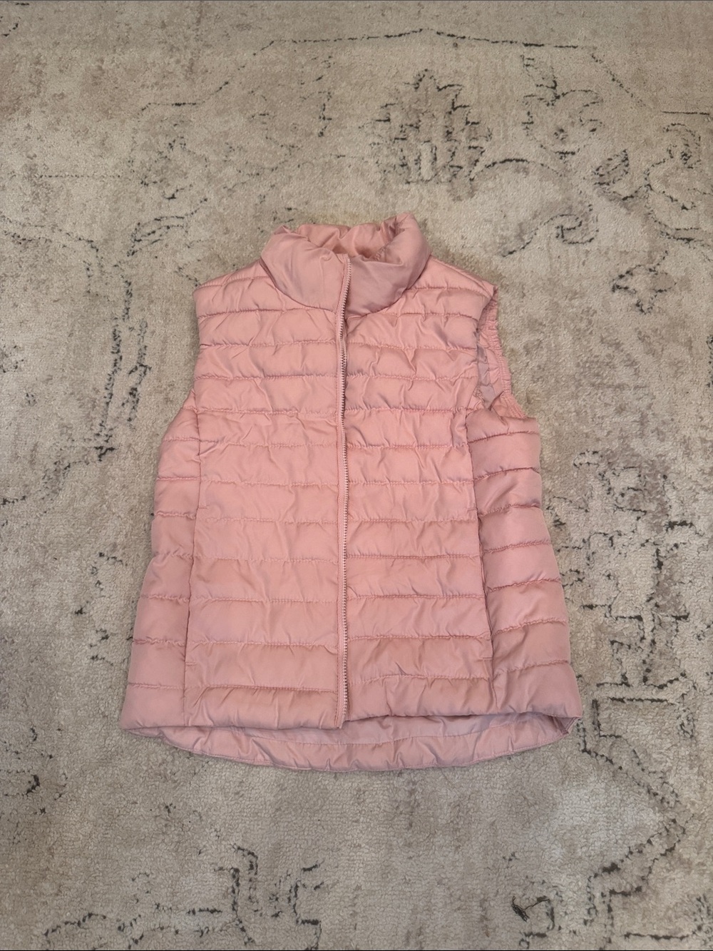 Light Pink Quilted Puffer Vest - Kid’s Sleeveless Jacket-Sz 10/12